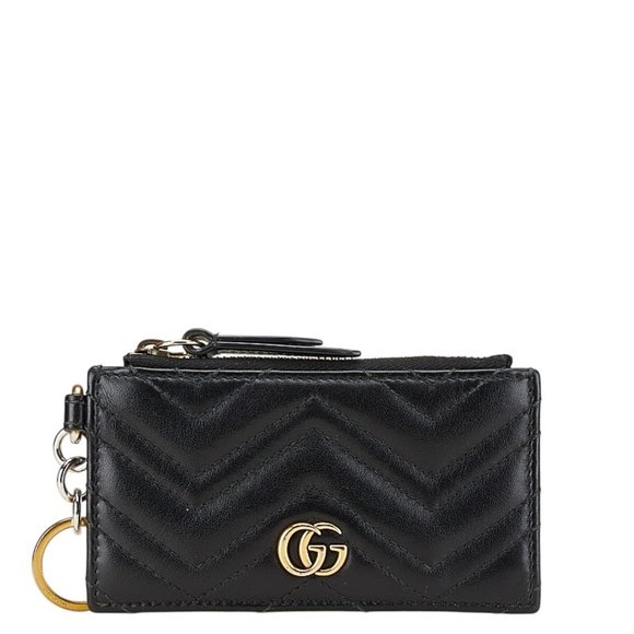 Gucci GG Marmont Card Case Coin Black Leather Women's GUCCI - Picture 1 of 9